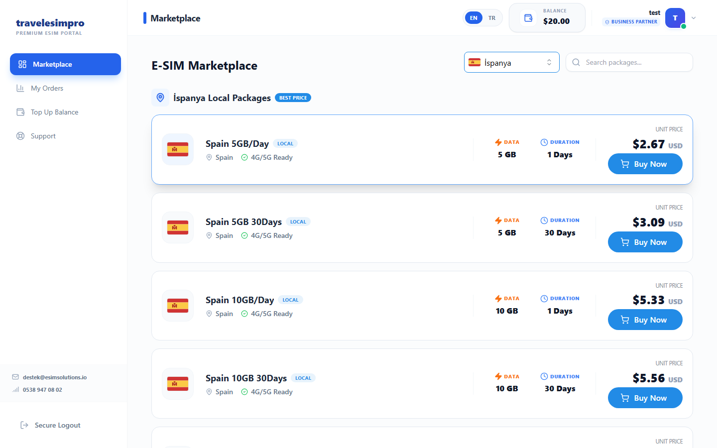 E-SIM Marketplace
